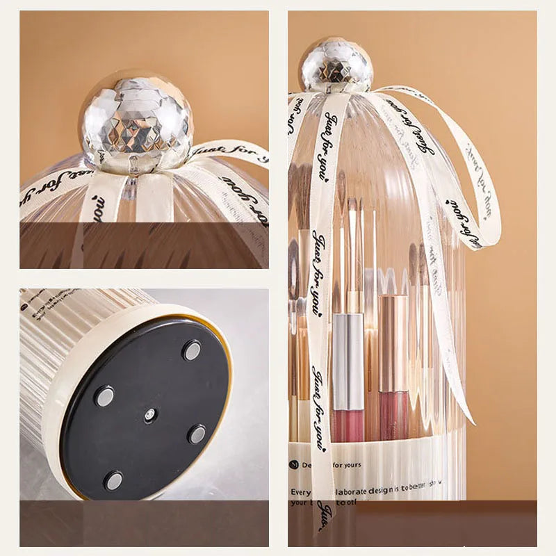 360° Rotating Make Up Organizer With Lid Luxury Cosmetic Brushes Holder Lipstick Eyebrow Pencil Holder Eye Shadow Storage Box
