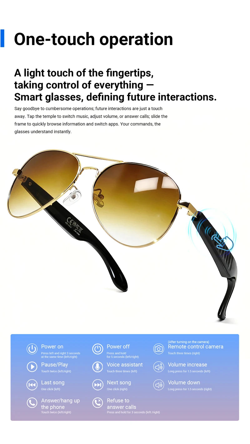 2026 New 800W Pixel Camera Smart Glasses Video Recording AI Photo Recognition Bluetooth Call Voice Translation Sunglasses Man
