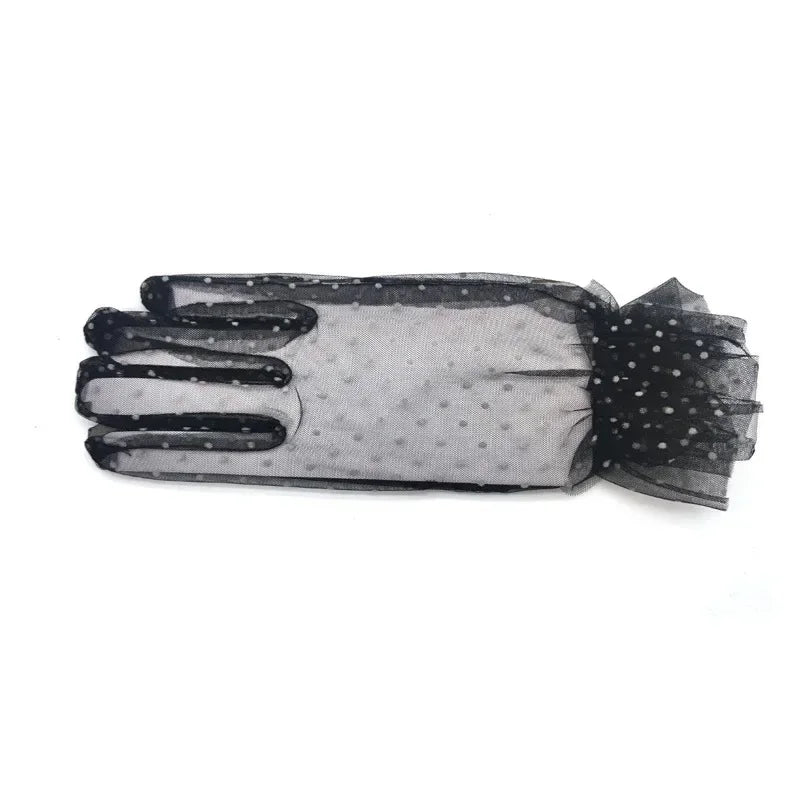 1/2/3/4Pairs Women'S Sexy Mesh Gauze Wavy Dot Lace Gloves Fashion Sunscreen Breathable Lace Bridal Wedding Etiquette Gloves