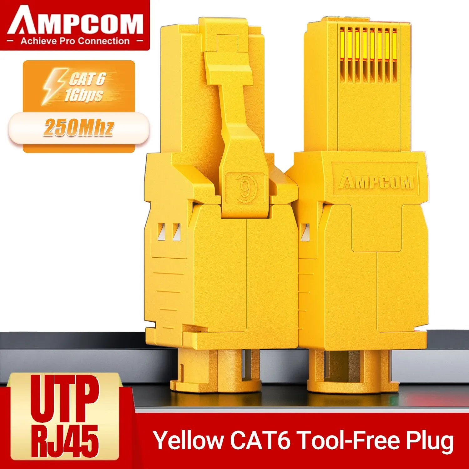 AMPCOM RJ45 Connectors Modular Plug, Cat6 Cat6A UTP Stecker Network Toolless Connector Ethernet Plugs Cable Internet Tools Free