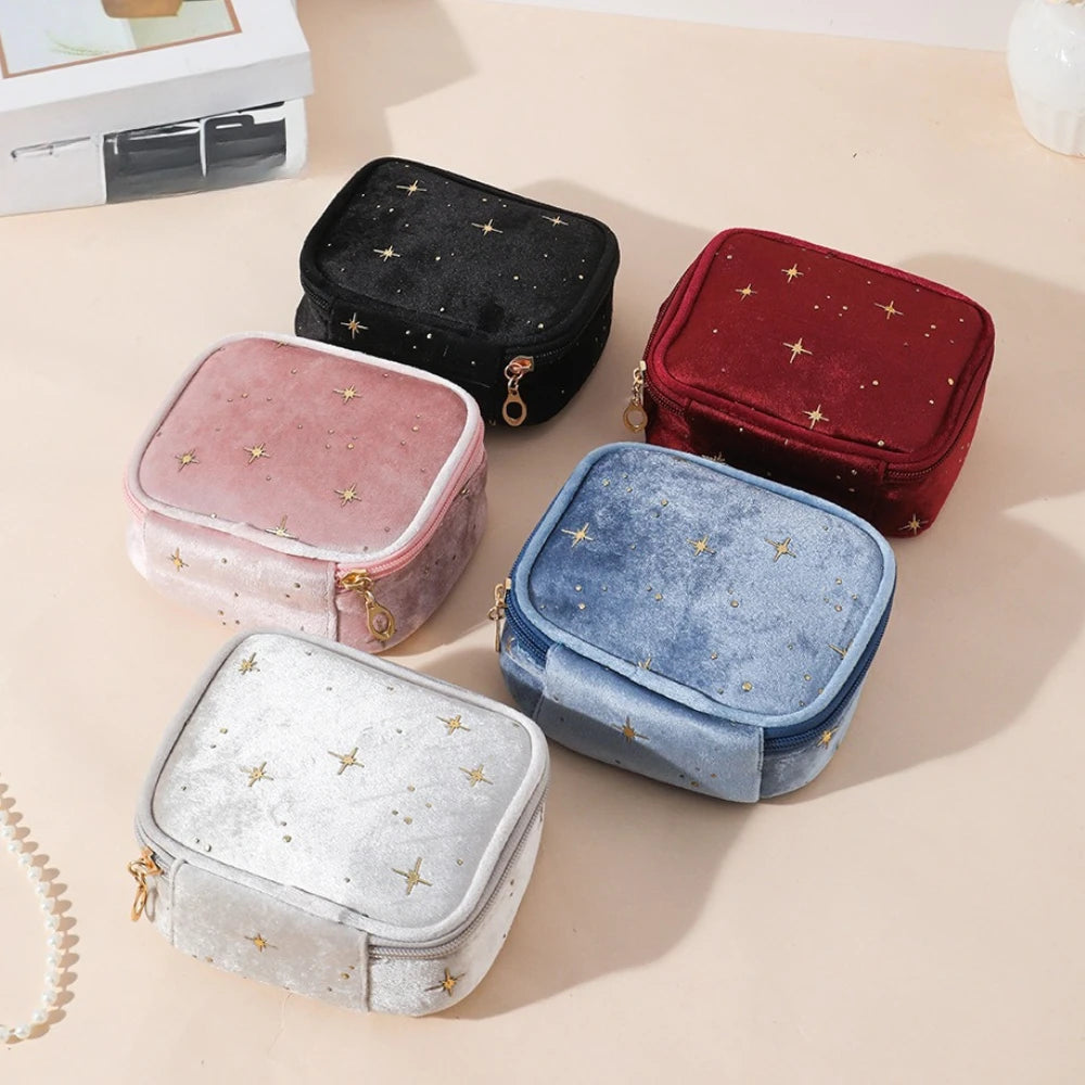 Mini Square Makeup Bag Women Portable Cosmetic Pouch for Lipstick Earphones Sanitary Napkins Storage