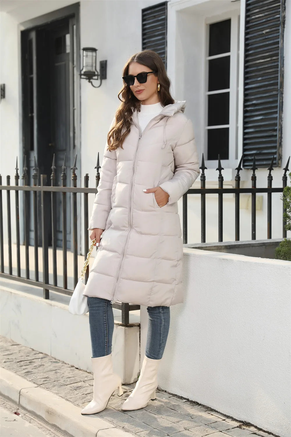 Winter Hooded Women's Cotton Padded Jacket Mid-length Keep Warm Coats Thickened Slim Fit Outwear