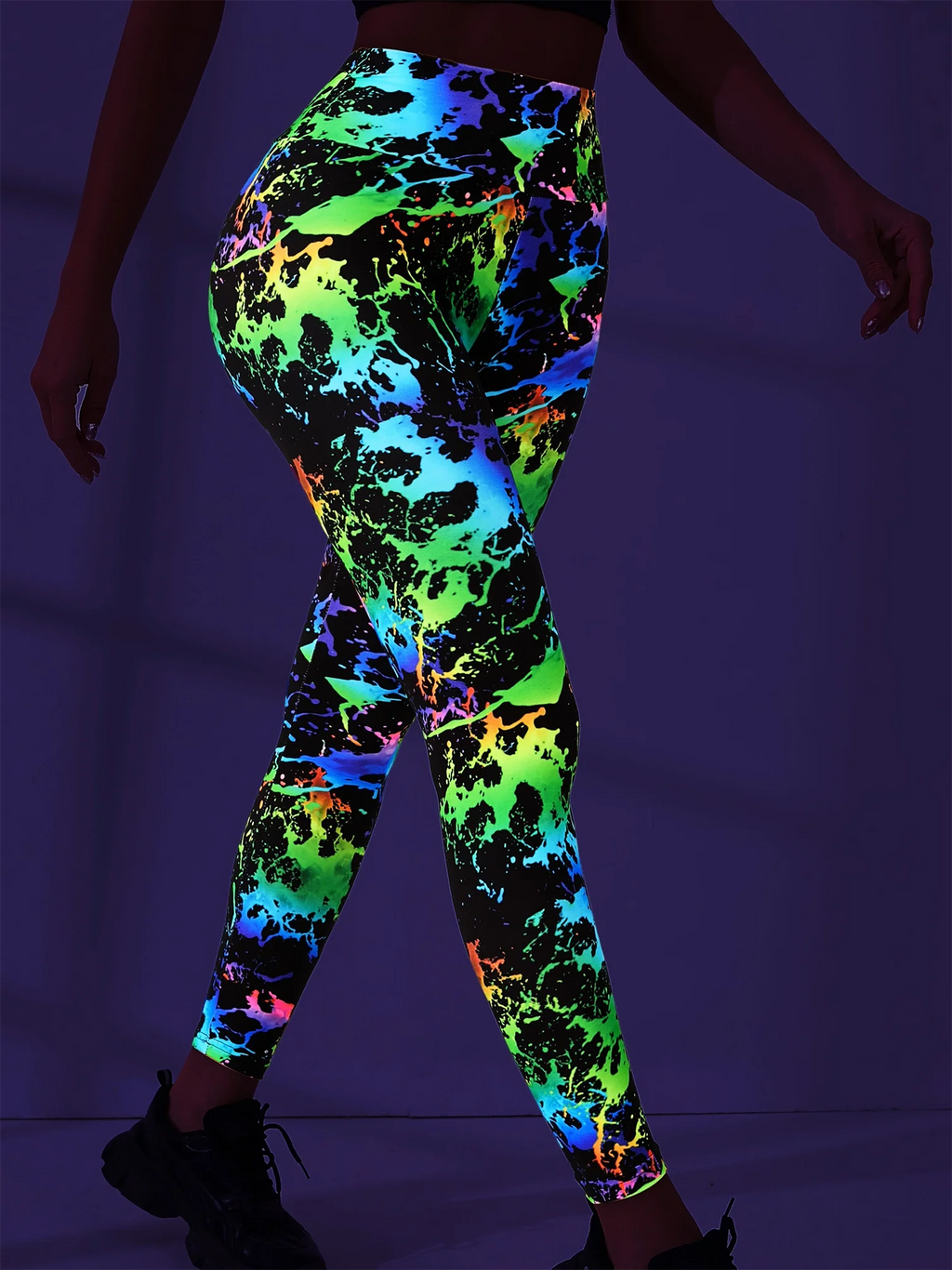 Digital Printing 3D Fluorescent Quick-drying Breathable Fitness Pants Show Slim Hip Lift Leggings Yoga Pants Plus-size