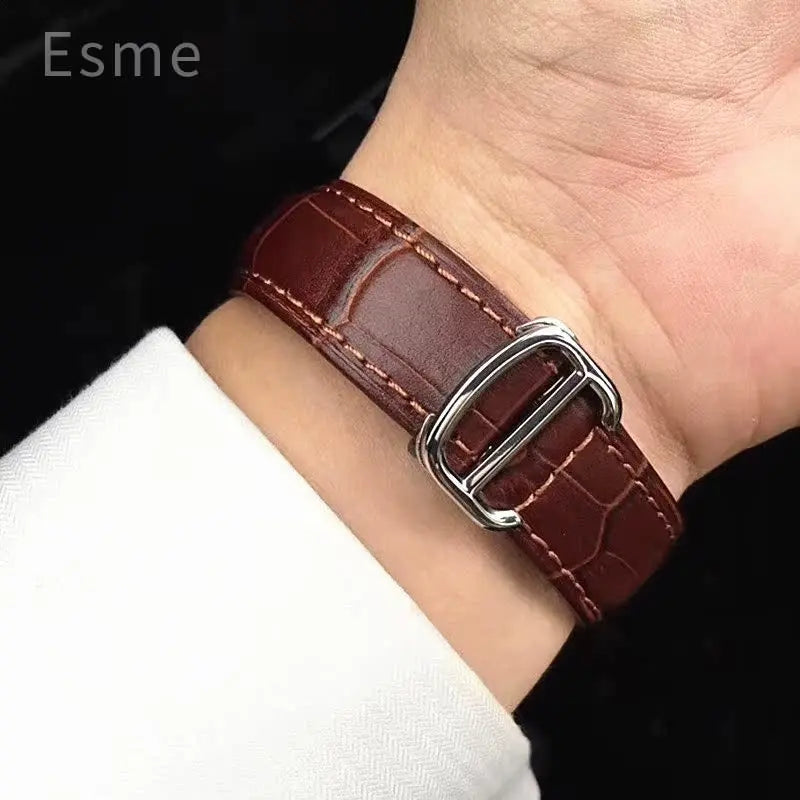 Genuine Leather Watch Strap for Cartier Tank London Solo Men's and Women's 16 18 20 22 25mm Flat Interface Folding Buckle Band
