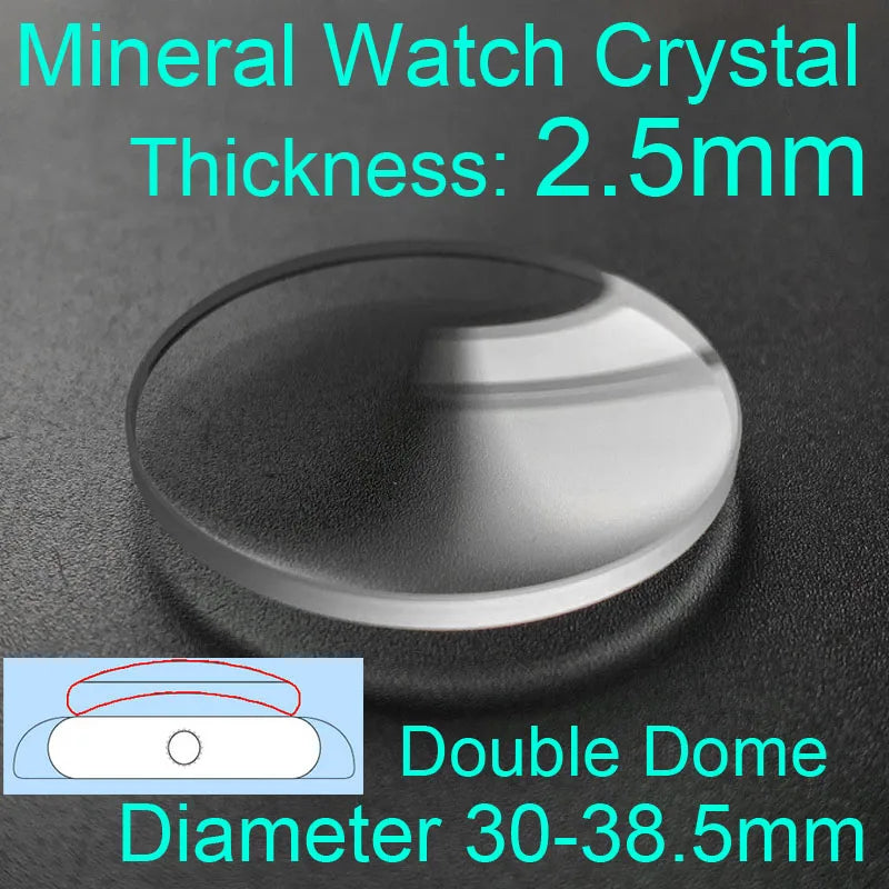 Double Dome 2.5mm Round Mineral Watch Crystal 30mm to 38.5mm Quartz Mechanical Replacement Watch Glass Lens Watch Repair Tools