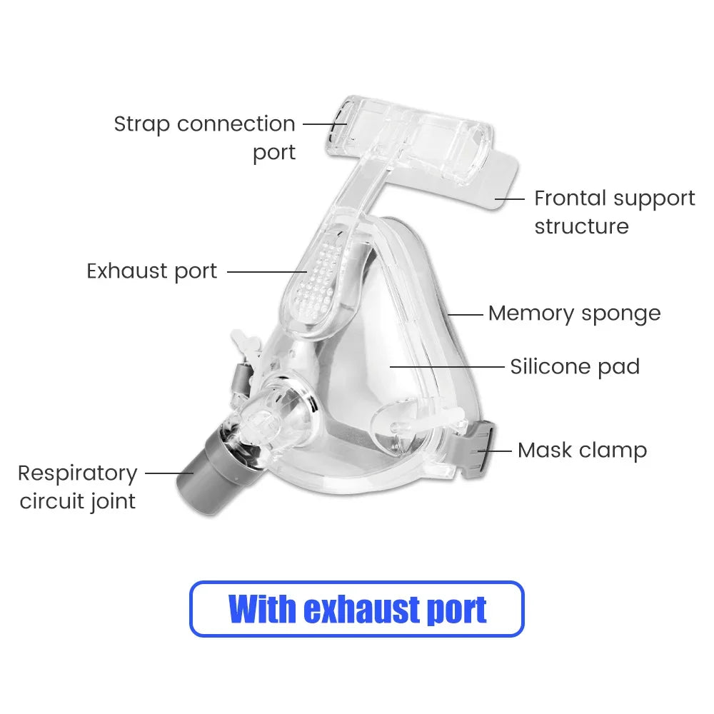 Comfortable CPAP Full Face Mask  Adjustable Strap Respirator For Cushion Travel Anti Snoring Stopper Solution Tools Sleep Help