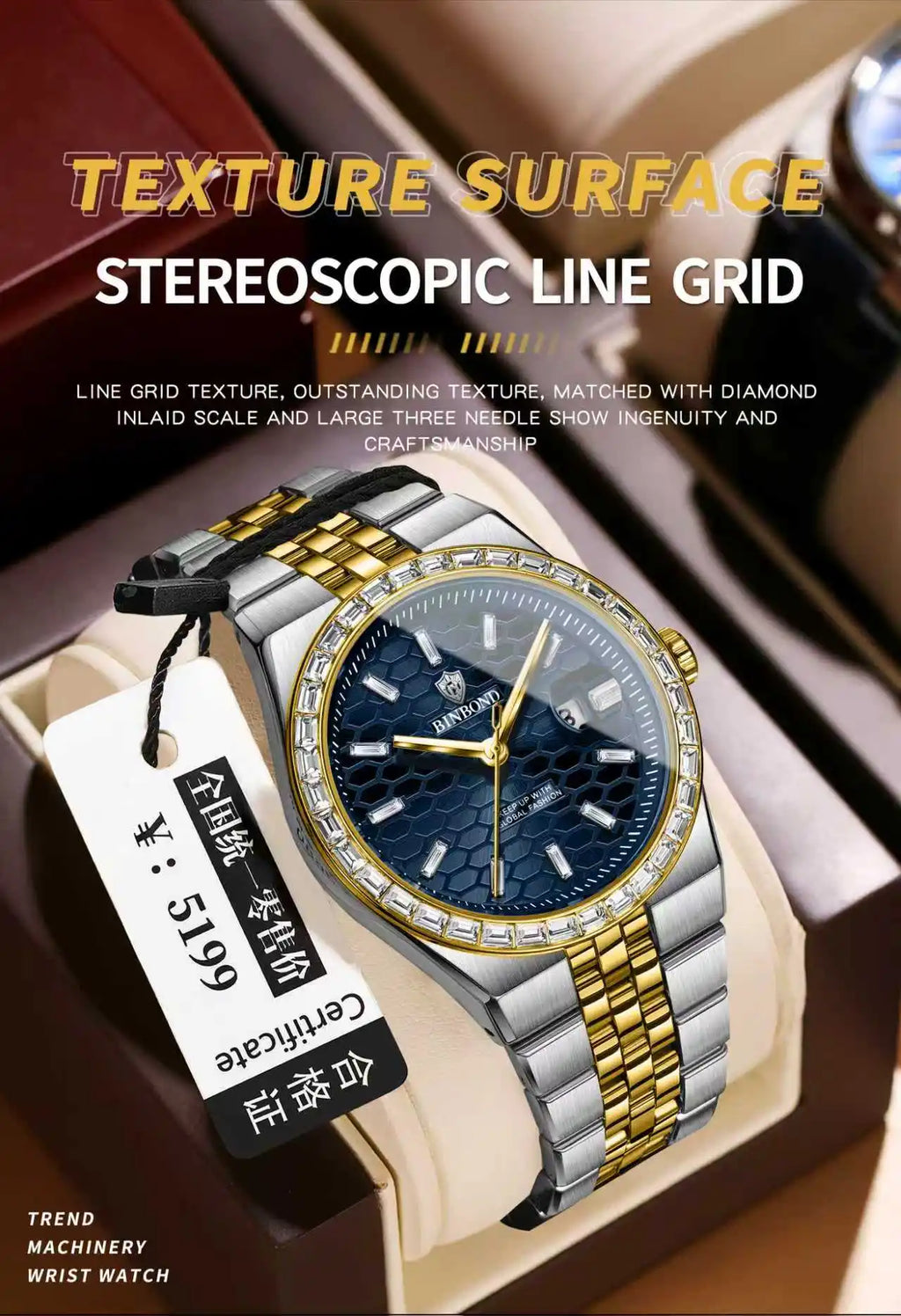 BINBOND New Men's Quartz Watch Classic Style Waterproof Luminous Date Display Stainless Steel Wristwatch For Male Relojes Hombre
