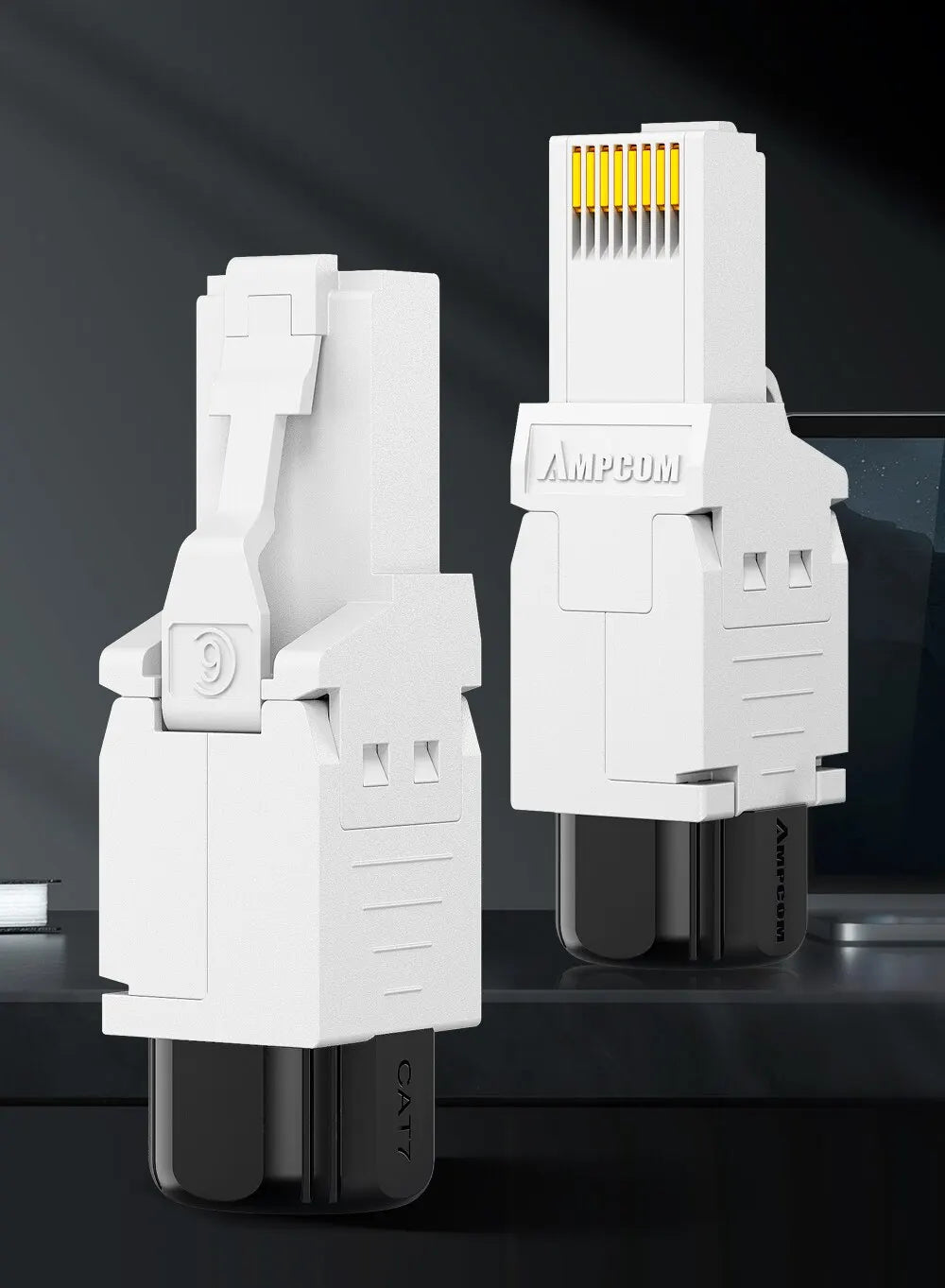 AMPCOM RJ45 Connectors Modular Plug, Cat6 Cat6A UTP Stecker Network Toolless Connector Ethernet Plugs Cable Internet Tools Free