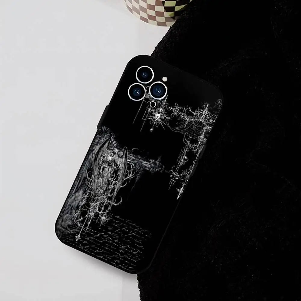 1pc Gothic Cyber Sigil Cross Phone Case Silicone Soft For IPhone 17 Air 16 15 14 13 12 11 Plus Pro Max Plus