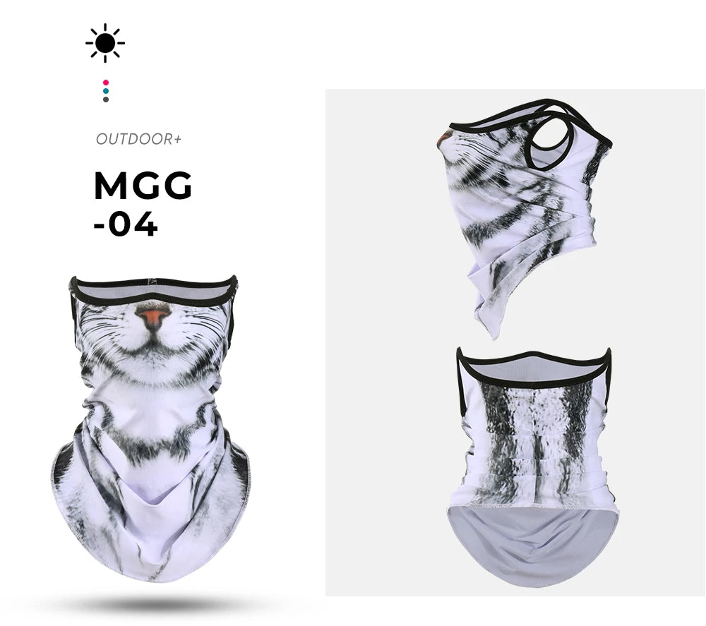 3D Animals Magic Scarf Bandana Breathable Neck Warmer Gaiter Hanging Ear Outdoor Sports Triangle Face Mask Neckerchief Summer