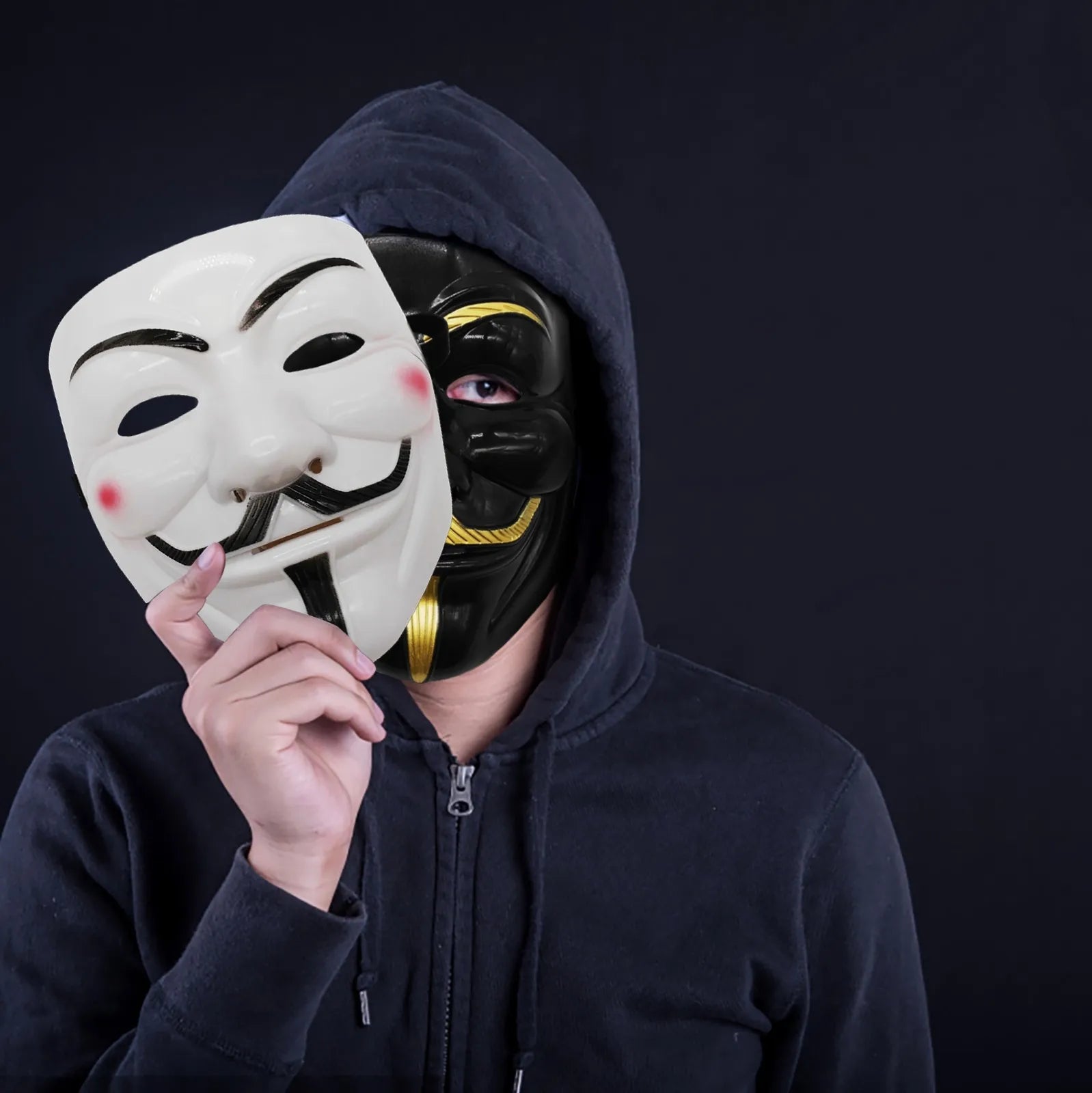 1pc Halloween Face Mask Black White V For Vendetta Hackers Cos Mask Halloween Cosplay Party Diy Masks Anime Anonymous Headwear