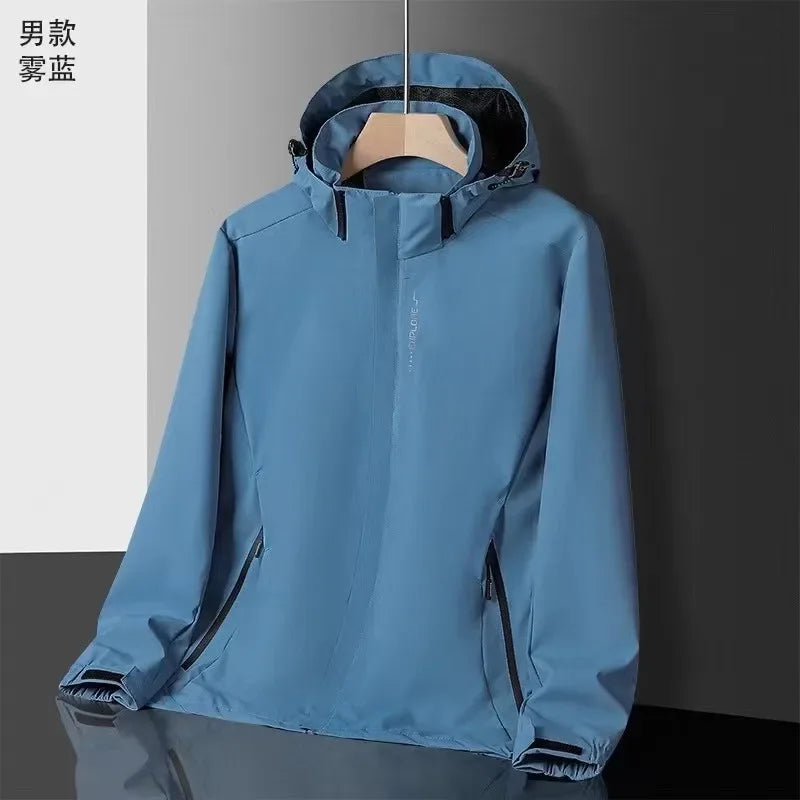 Spring Autumn New Men Casual Jacket Men Outdoor Windproof Waterproof Athletes Jacket Coat Detachable Hat Jackets Male M-5XL