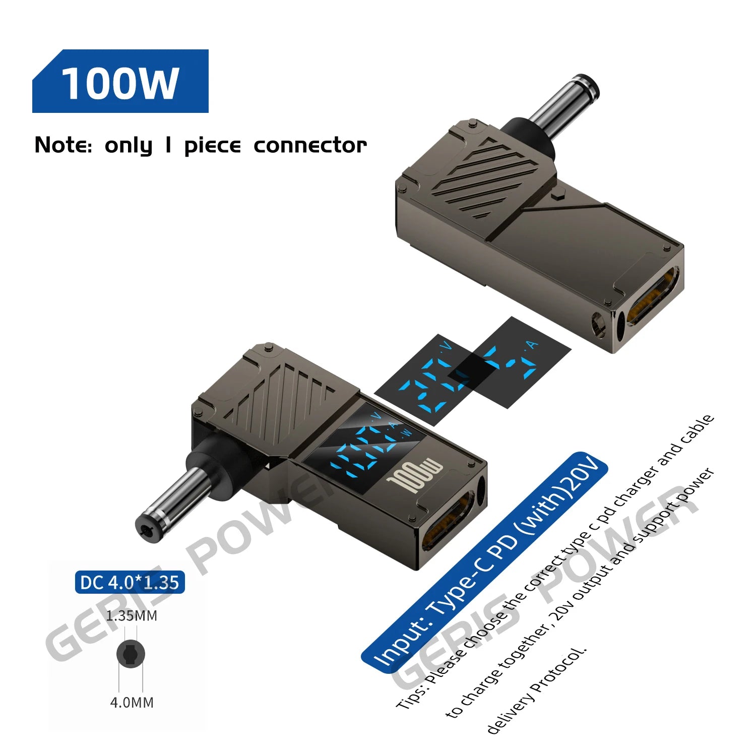100W USB Type C Fast Charging Adapter Plug Connector Universal USB C to DC Laptop Charger Converter for Lenovo Dell Asus Hp Acer