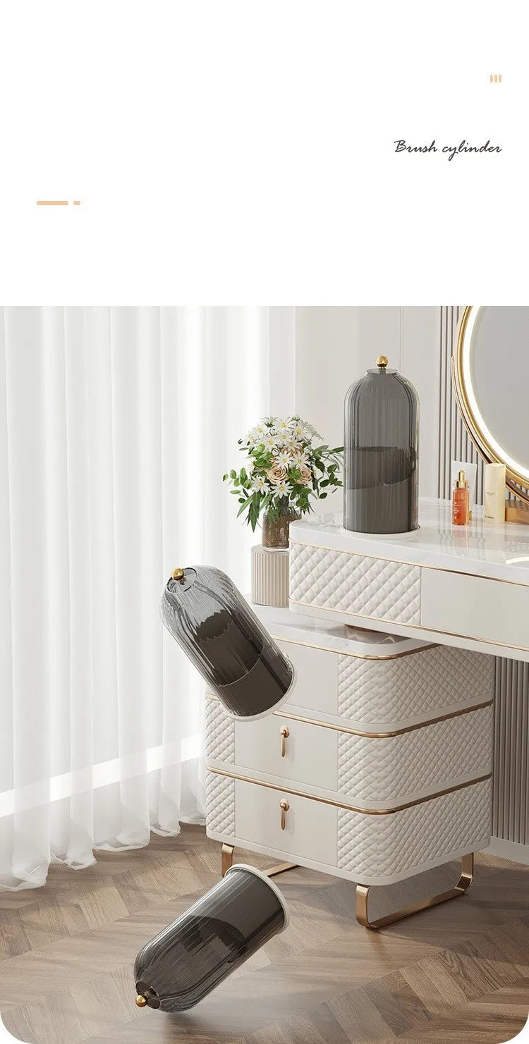 360° Rotating Make Up Organizer With Lid Luxury Cosmetic Brushes Holder Lipstick Eyebrow Pencil Holder Eye Shadow Storage Box