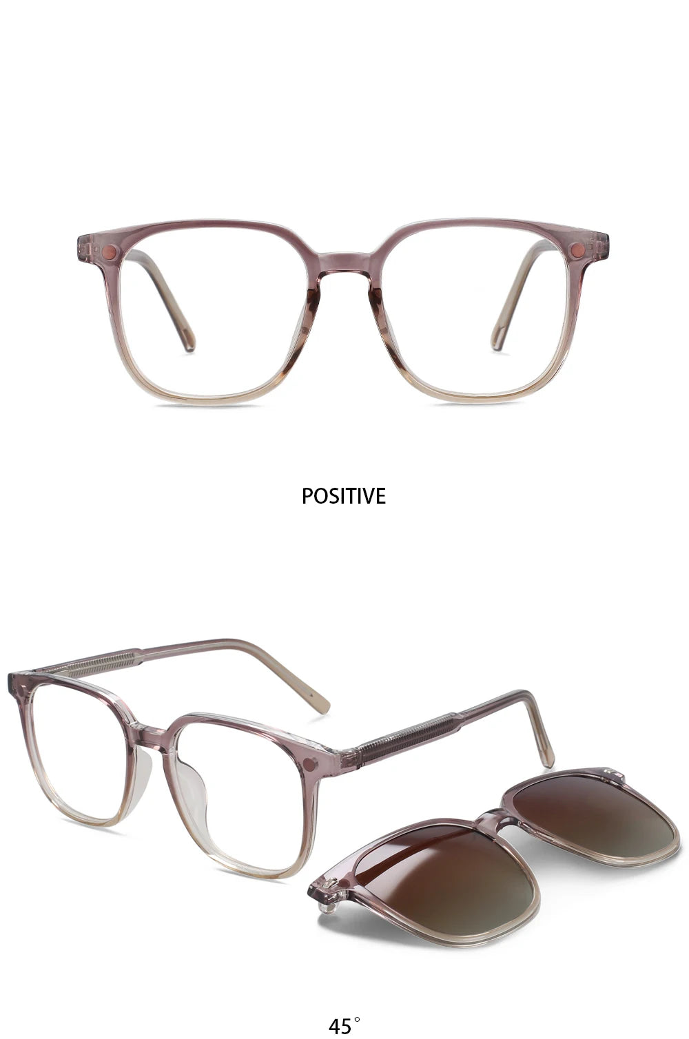 56532 Fashion Anti Blue Light Square Glasses Frames Polarized Sunglasses Magnetic Clip Women Computer Eyeglasses