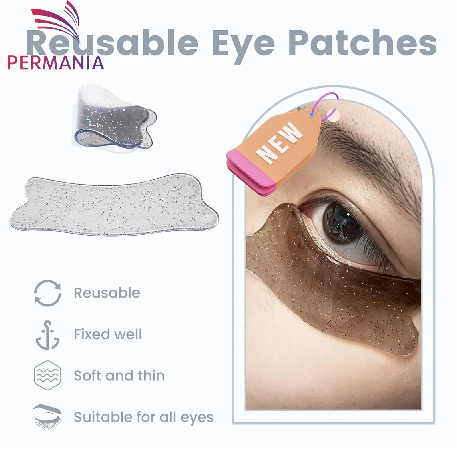 PERMANIA 1 Pair Under Eye Patch Silicone for Korean Lash Lift & Lash Extensions Remover Reusable and Soft Makeup Beauty Tool