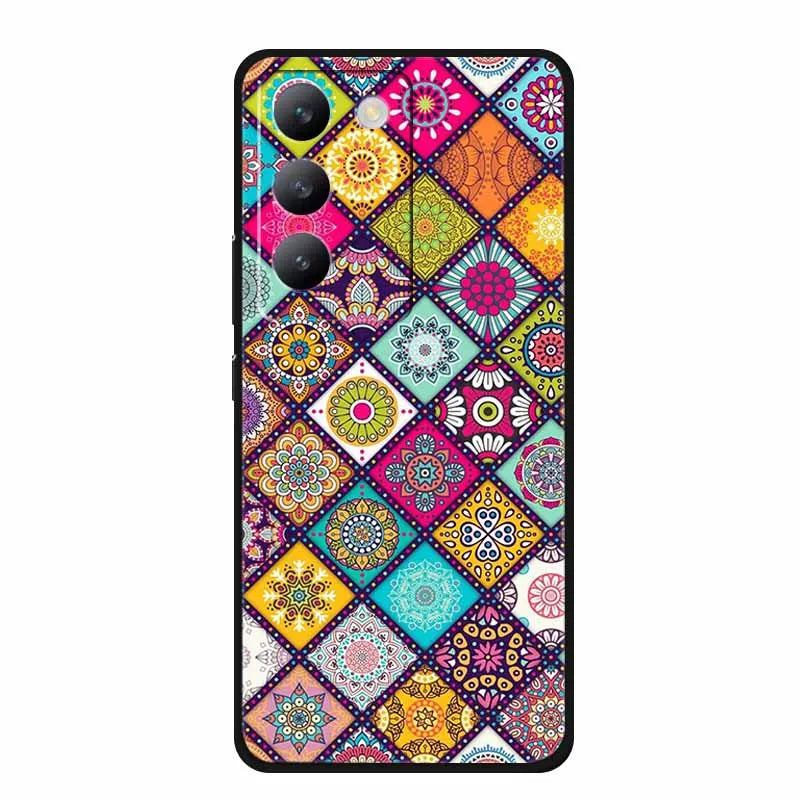 For vivo V40 SE Case Luxury TPU Soft Silicone Phone Back Cover for vivo V40 SE 5G Protective Shockproof Flowers Girl Cute Coque