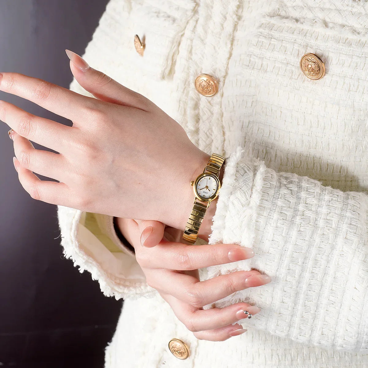 Women Watch for Girls Small Wrist Quartz Reloj Muje Sliver Grey Gold Oval Orologio Ladies Wristwatch Stainless Steel Band Clock