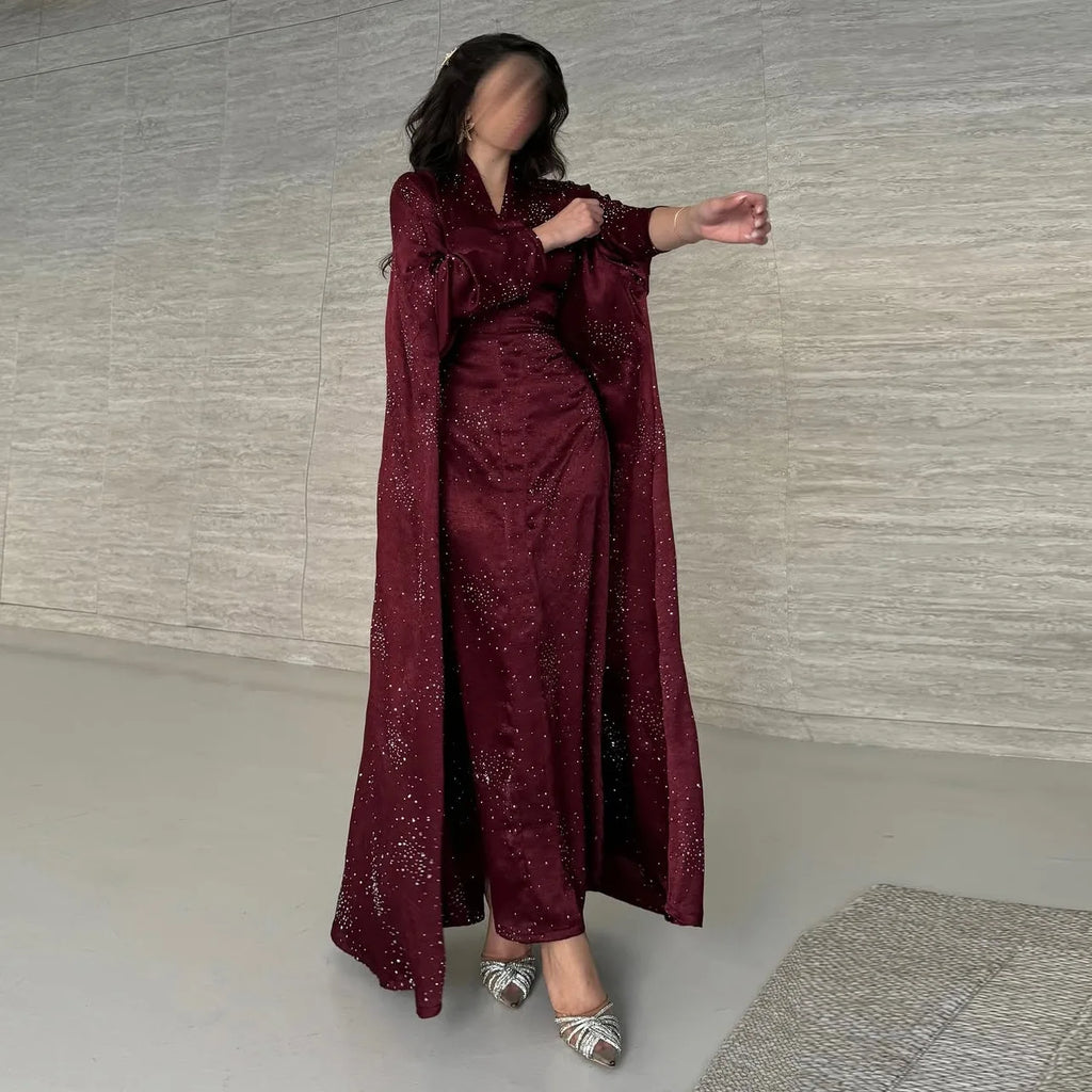 Eid Muslim Abaya Women Diamond Dress Party Night Ramadan Arab Dubai Dresses Kaftan Vestidos Largos Long Robe Jalabiya 2025