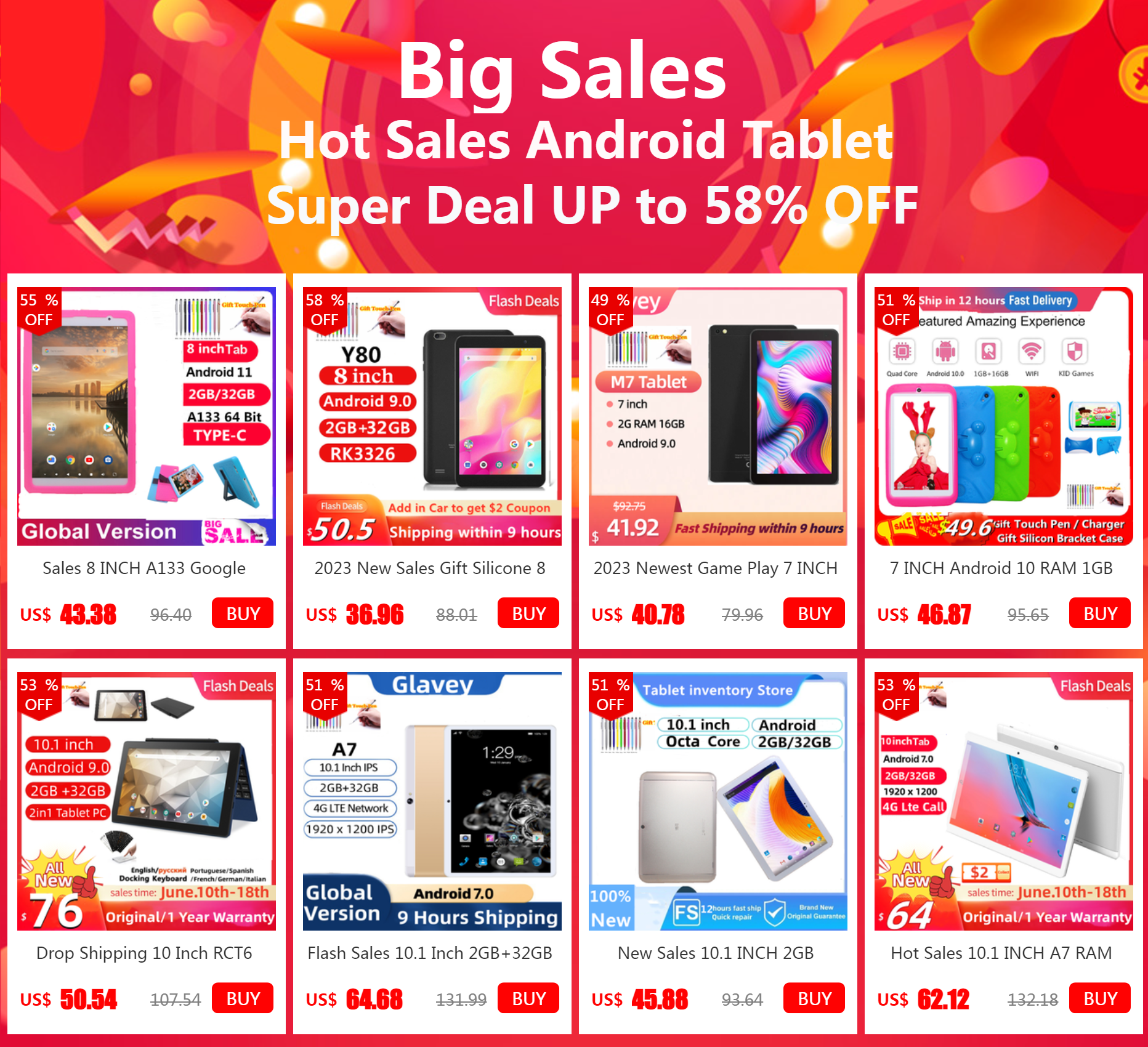 2026 New Sales 7 Inch 1GB RAM 8GB ROM G7 RCT6773 G7 Android 5.0 Tablet PC 1024 x 600 Pixels WIFI Micro USB Single Camera