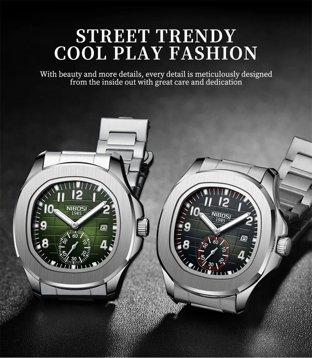 NIBOSI Sport Mens Watches Top Brand Luxury Auto Date Watch Men Waterproof Luminous AQUANAUT Quartz Watches for Men Reloj Hombre