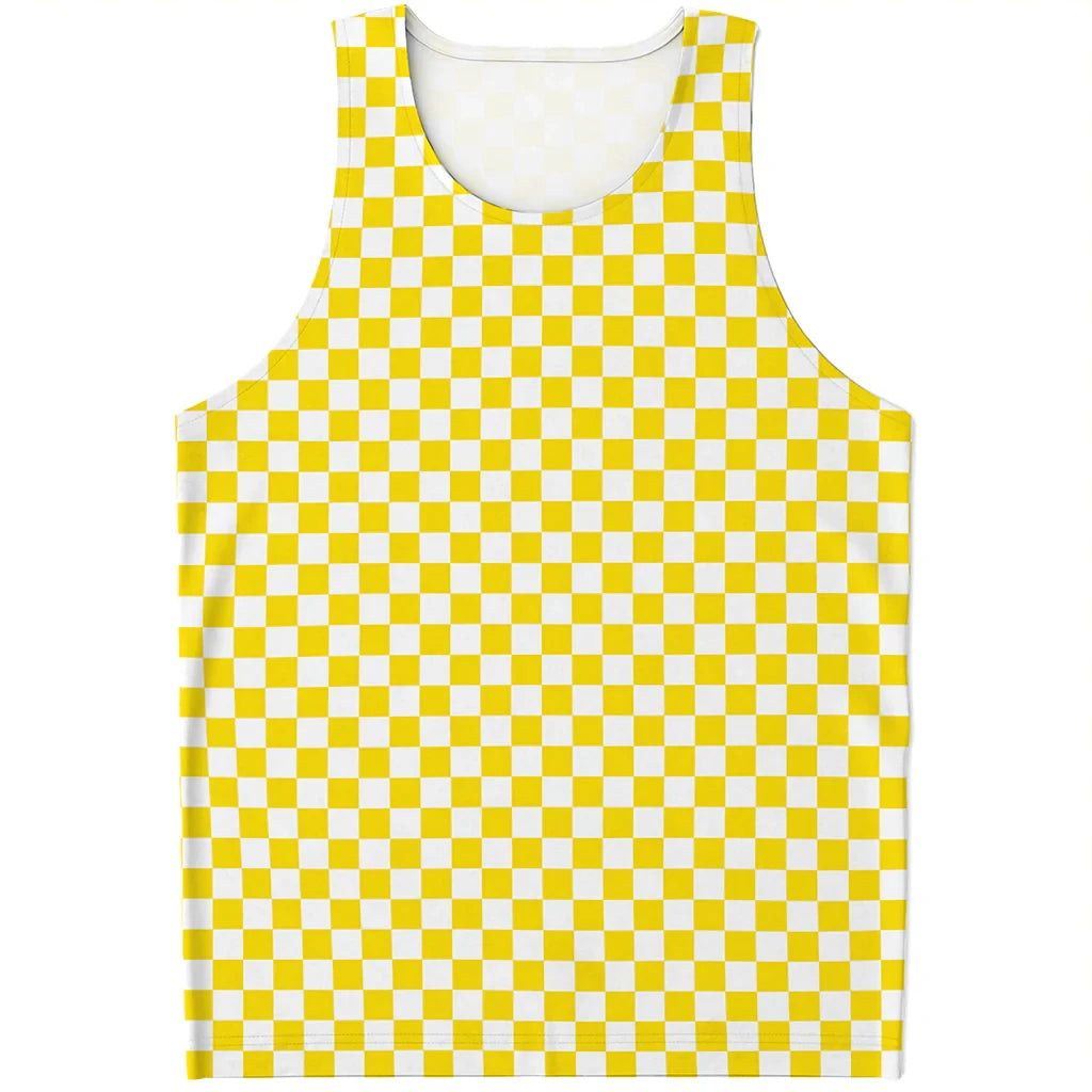 Simple Checkered Pattern Tank Tops Summer Fashion Streetwear 3D Printed Sleeveless T Shirts Casual Oversized Vest Mens Clothing