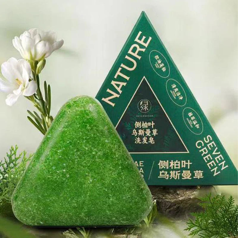 Usman Grass & Platycladus Shampoo Bar For Hair Growth Natural Herbal Soap For Hair Loss Controls Oil Strengthens Roots Shampoo