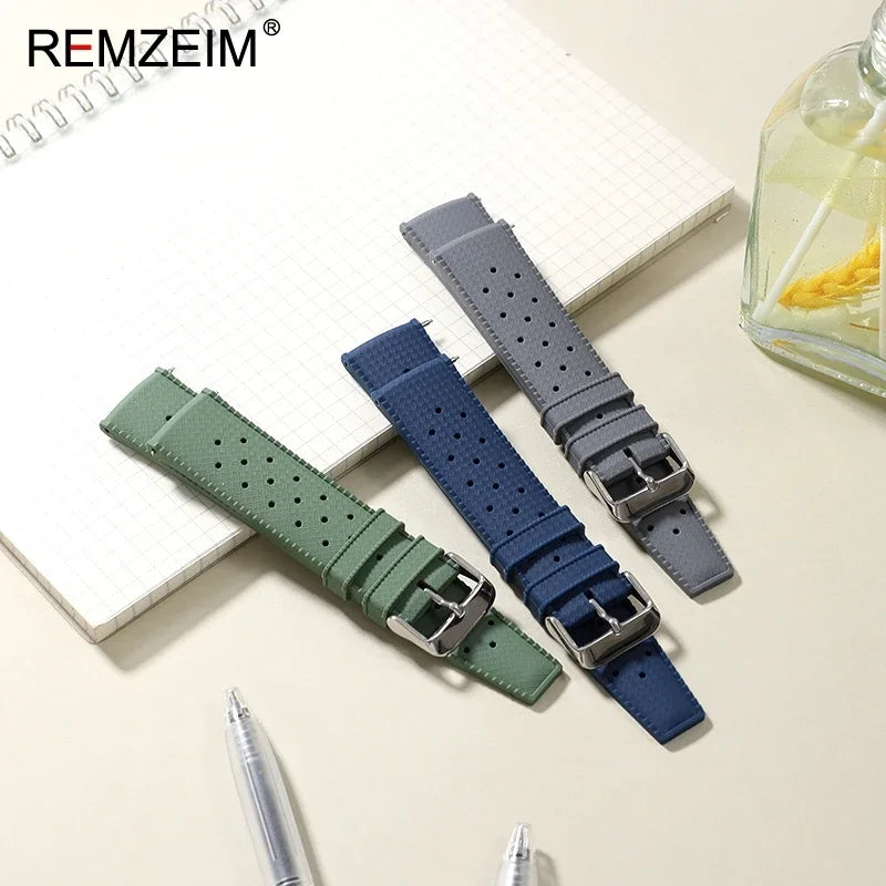 Quick Release Men's and Women's Leisure Universal  Watch Strap 18mm 20mm 22mm Soft Tropical Silicone Watch Strap