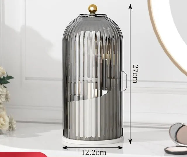 360° Rotating Make Up Organizer With Lid Luxury Cosmetic Brushes Holder Lipstick Eyebrow Pencil Holder Eye Shadow Storage Box