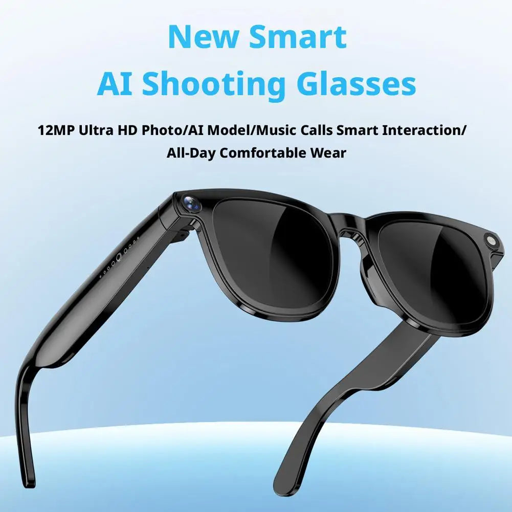 AI Glasses Smart Wearable 12 Megapixel Camera Video For Travel Recording 2K HD Hands Free Photo Capture Carry Gadget Tools
