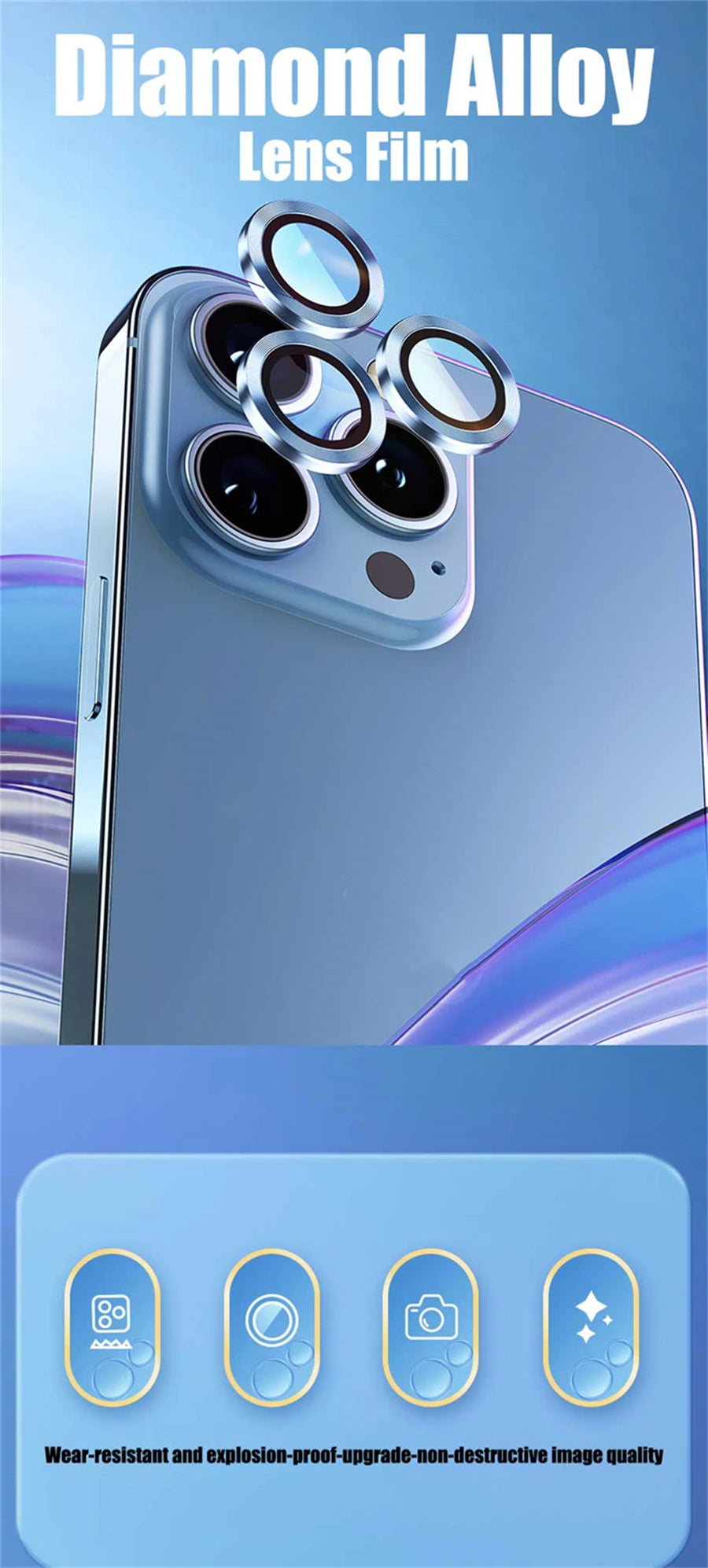 Original Titanium Color Camera Protector For iPhone 16 Pro Max 15 14 13 12 Mini Pro Max Metal Ring Tempered Glass Lens Cover Cap