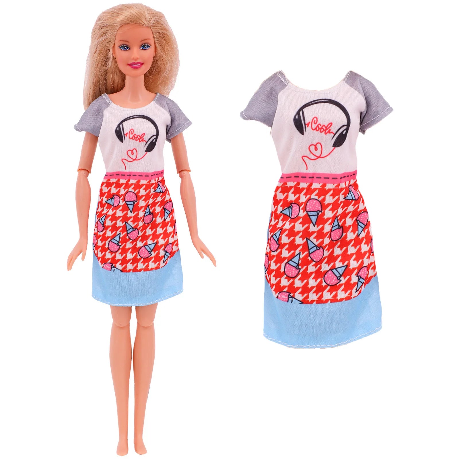 45 Item/Set Doll Accessories=5*Doll Clothes Dress+40*Doll Accessories Doll Shoes Boots Necklaces Glasses Hangers For 30CM Doll