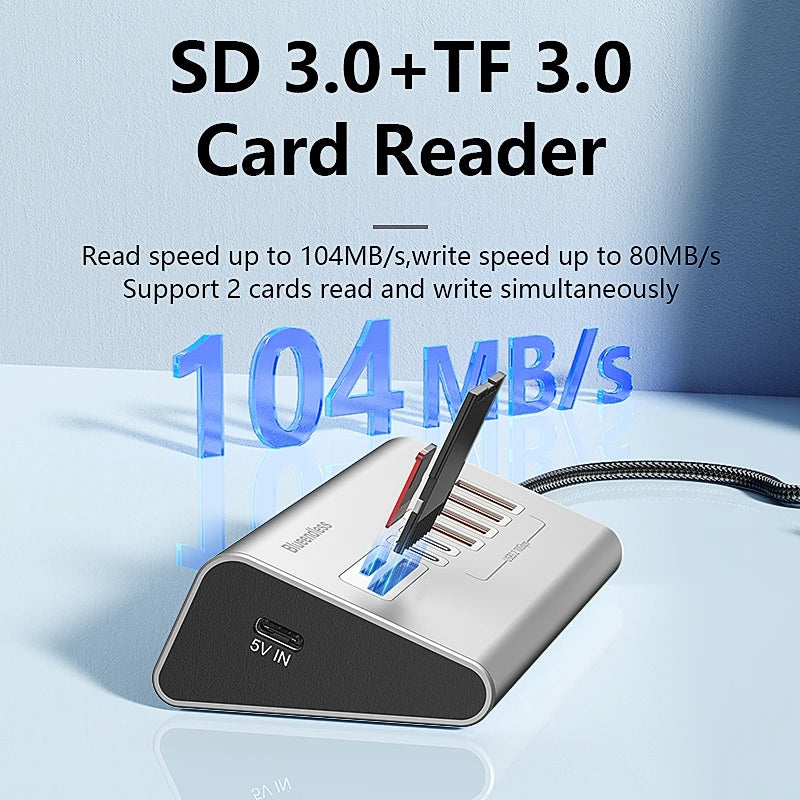 9 in 2 USB C Hub To USB 3.2 Aluminum Docking Station 10Gbps Type C 3.2 Splitter with SD/TF Card Reader for PC Laptop Tablet