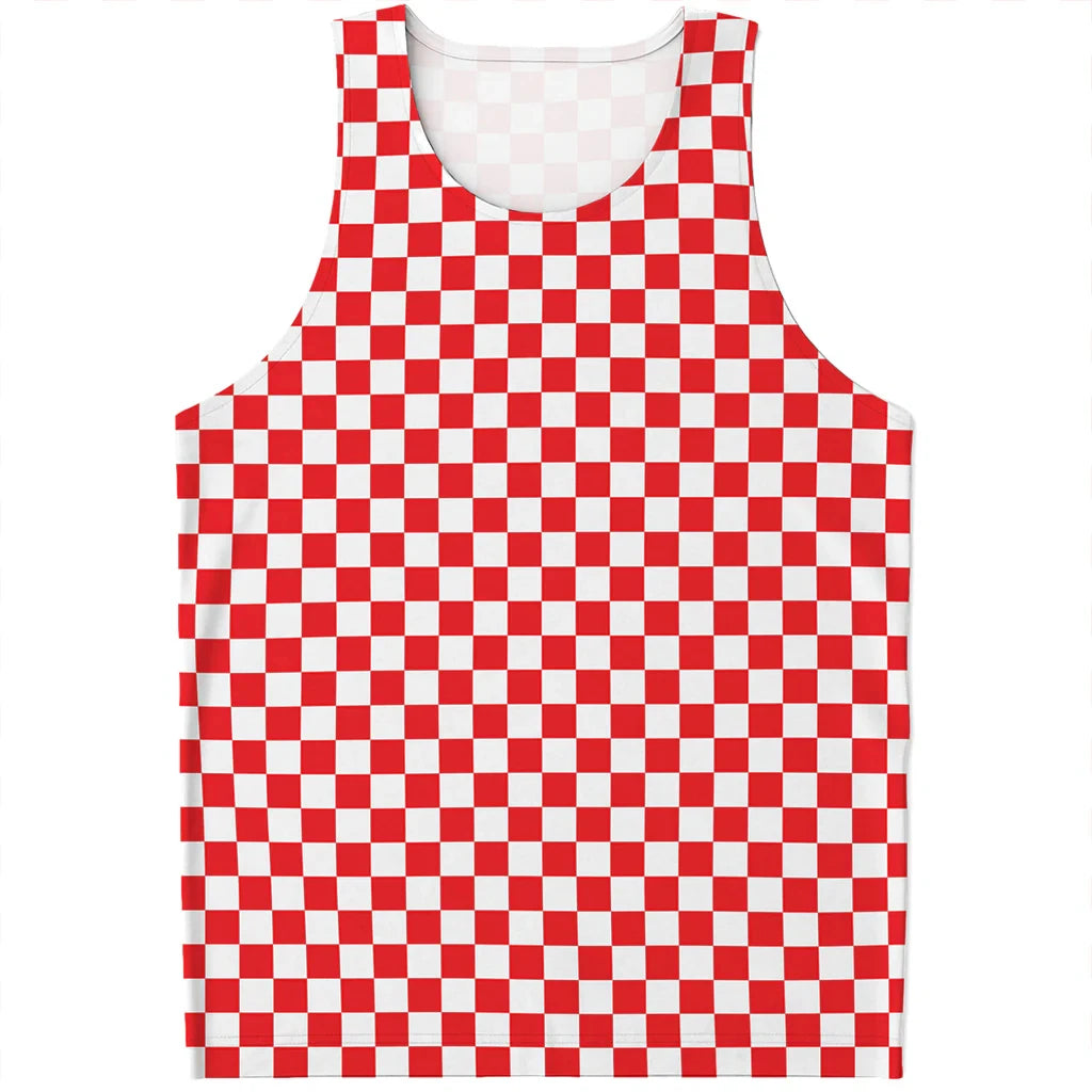 Simple Checkered Pattern Tank Tops Summer Fashion Streetwear 3D Printed Sleeveless T Shirts Casual Oversized Vest Mens Clothing