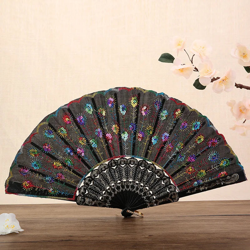 Party Glow Light Up Flower Peacock Hand Fan Dance Show Church Birthday Gift  Bar Props Wedding Festival Halloween Christmas