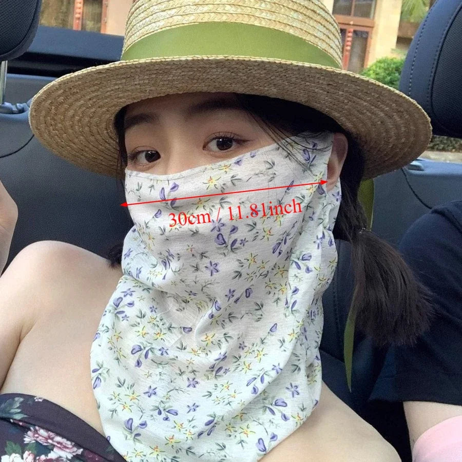 1Pc summer new full face sunscreen mask outdoor mask ear hook style