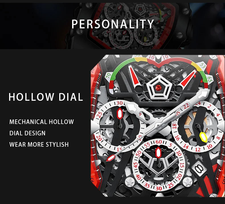 2022 New Men's Automatic Mechanical Watch ONOLA Fashion Unique Luxury Diamond Inlaid Design Waterproof Silicon Tape Watches Men