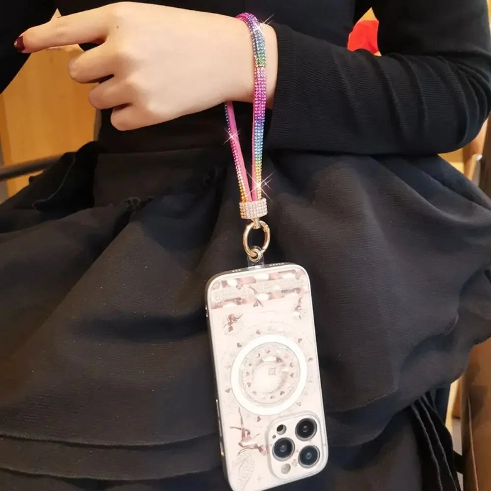 Mobile Phone Charm Lanyard Luxury Rhinestone Wrist Key Chain High-end Diamond-encrusted Bracelet Reinforced Cellphone Cord Strap