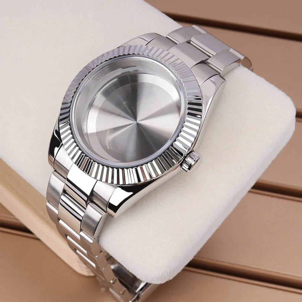 39mm/36mm Fluted Watch Case Sapphire Glass For Datejust Air King Oyster NH35 NH36 NH38 NH34 NH70 Miyota8215 8205 Movt 28.5mmDial