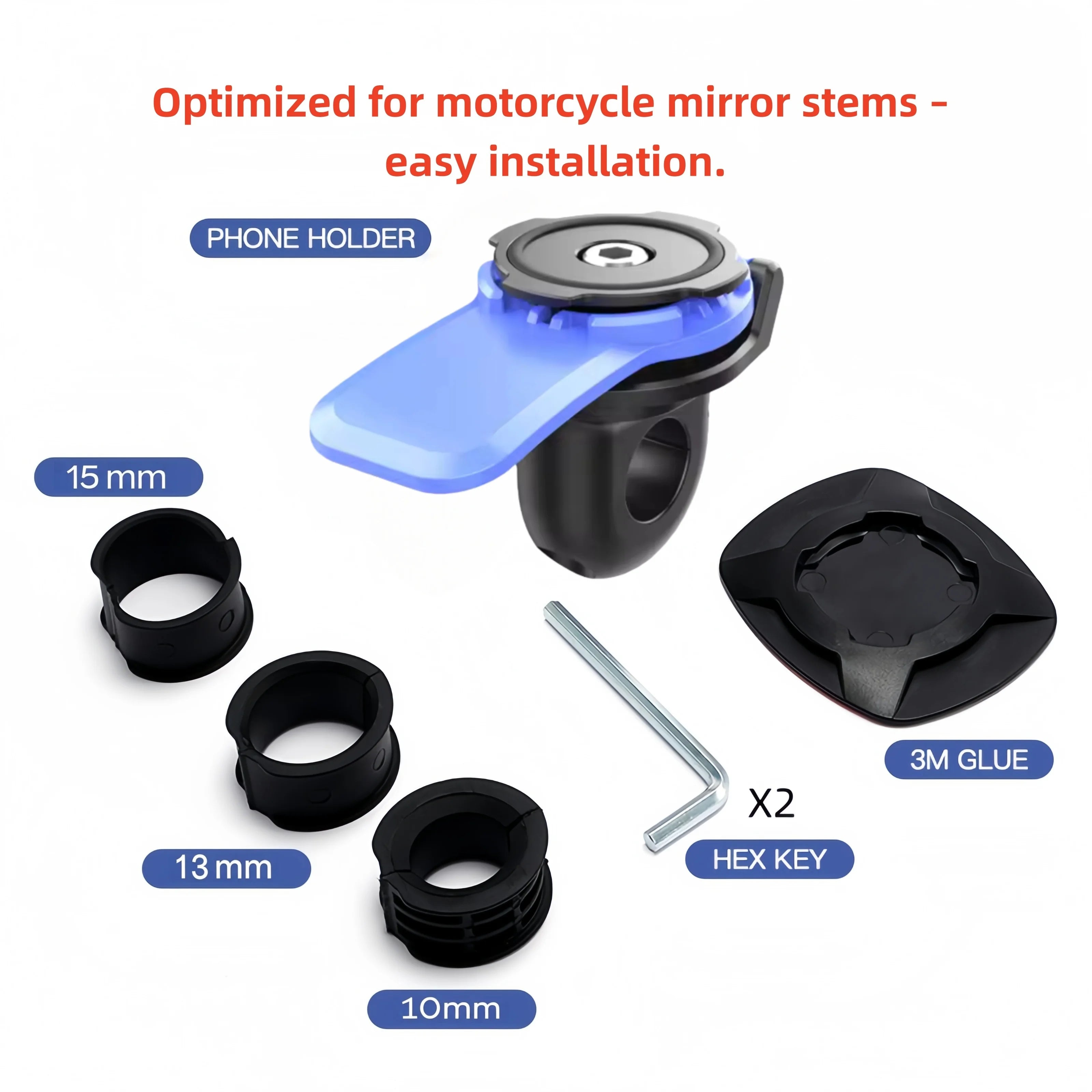 Mirrored Bike/Motorcycle Phone Mount - Quick Install & Secure
