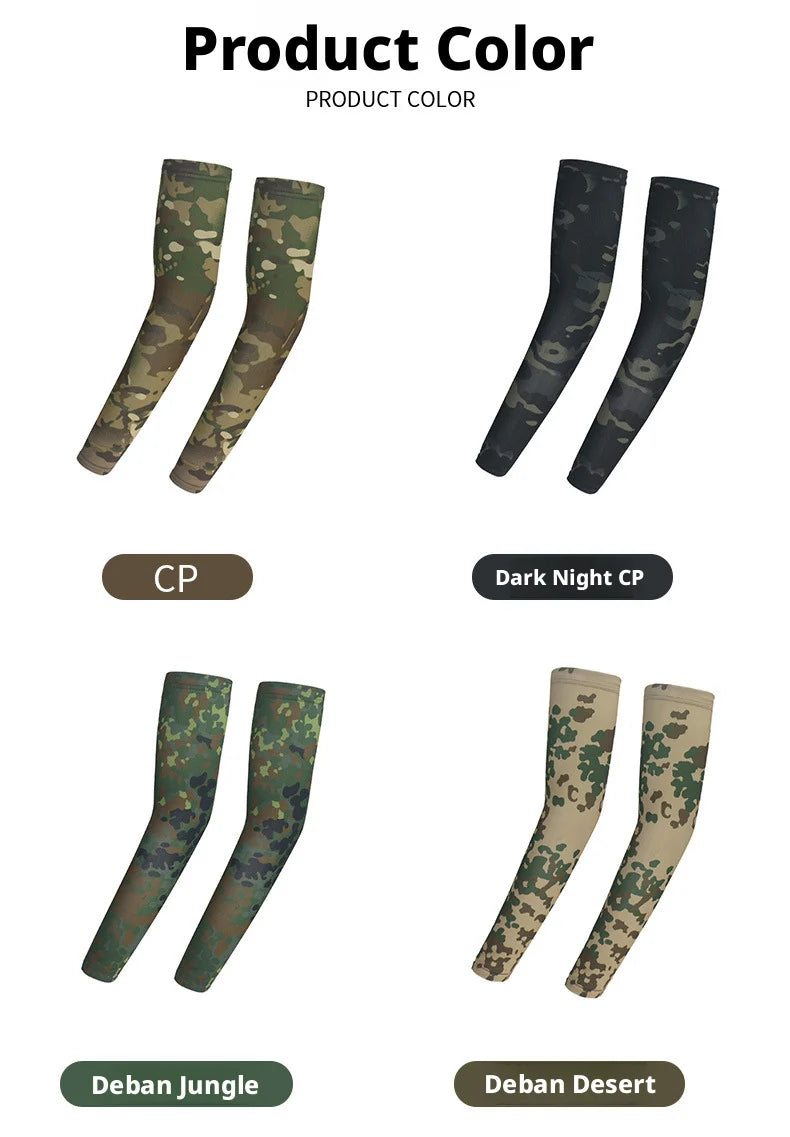 Sunscreen Camouflage Ice Silk Sleeves for Summer Outdoor Tactical Arm Protection, Suitable for Men and Women for Cycling,