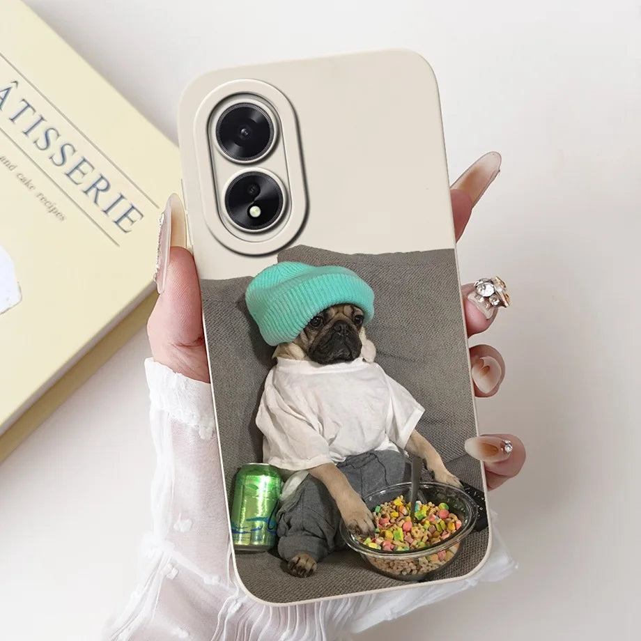 For Oppo A38 CPH2579 Phone Case New Fashion Soft Matte Silicone Rabbit Flower Goothic Style Capa For Oppo A18 CPH2591 Back Cover
