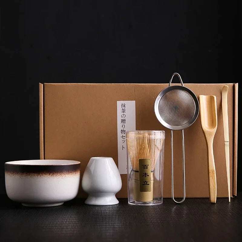 4pcs 6Pcs Handmade Home Easy Clean Matcha Tea Set Tool Stand Kit Bowl Whisk Scoop Gift Ceremony Traditional Japanese Accessories