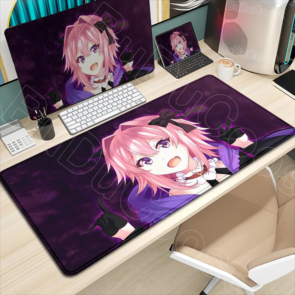 Astolfo Mousepad HD Print Anime Girl Computer Gamer Locking Edge Non-slip Rubber Mouse Pad Keyboard PC Desk Pad Table Decoration