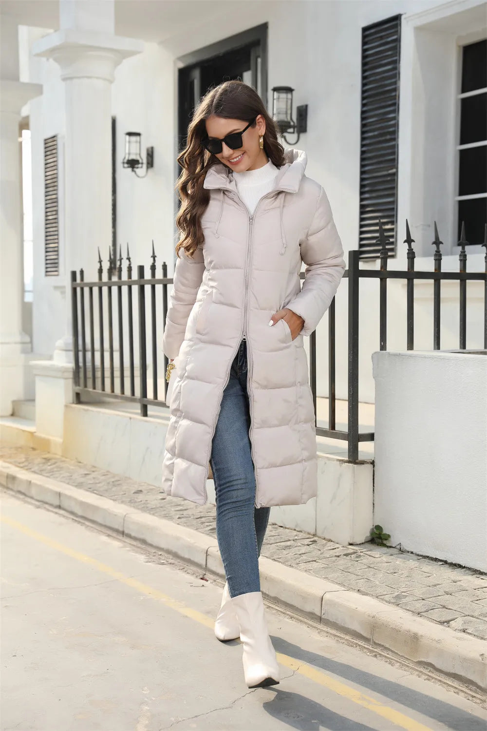 Winter Hooded Women's Cotton Padded Jacket Mid-length Keep Warm Coats Thickened Slim Fit Outwear