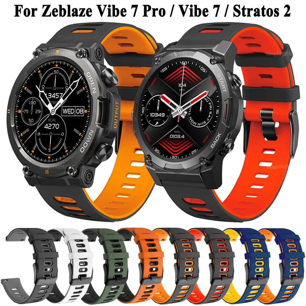 22mm Silicone Strap For Zeblaze Vibe 7 Pro Watch Strap Band Bracelet For Zeblaze Stratos 2 Stratos2 Replacement Watchband