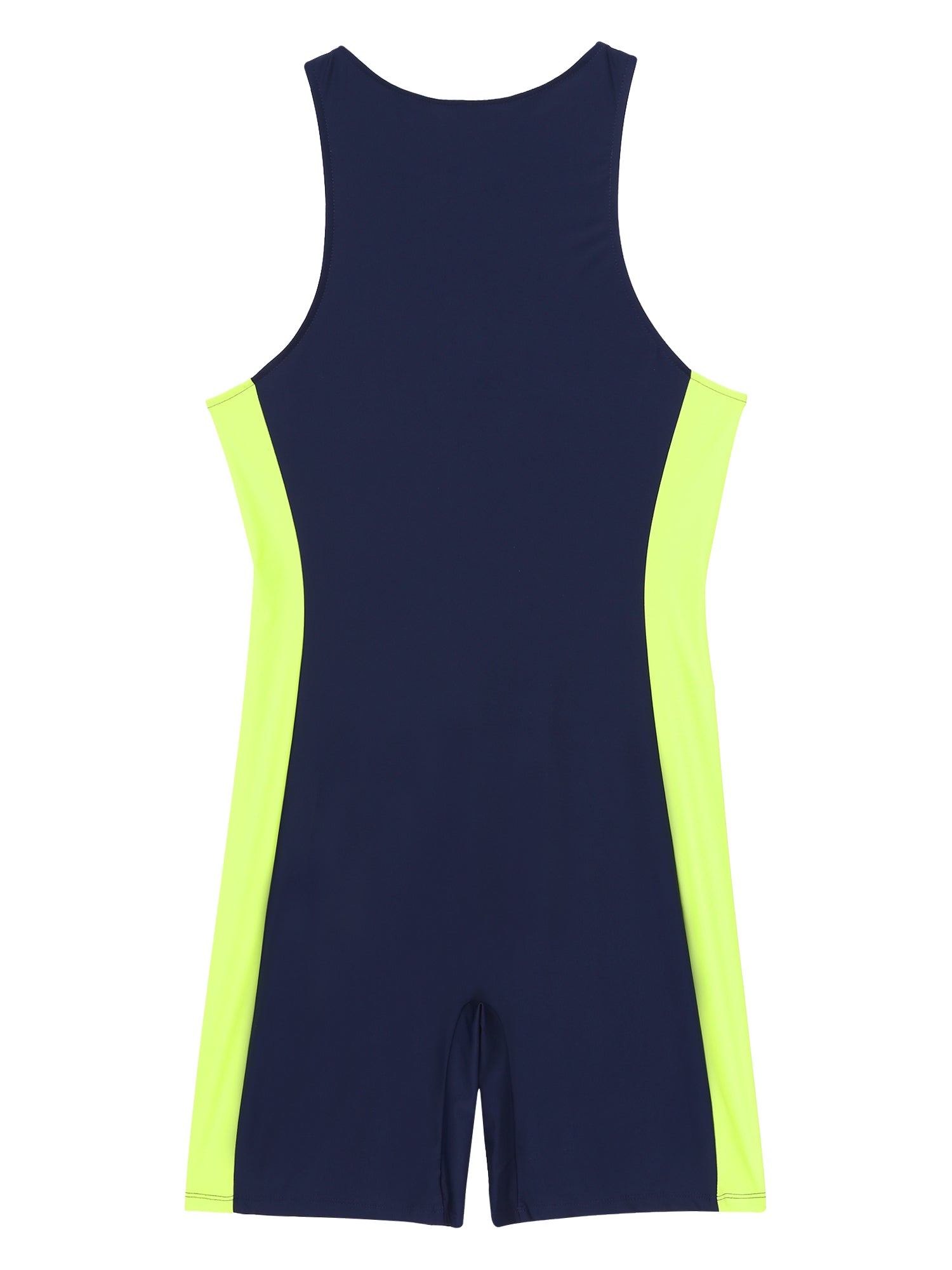 Mens Swimwear One-piece Wetsuit Swimming Bathing Suit Round Neck Sleeveless Side Shorts Bodysuit Triathlon Front Zipper Swimsuit
