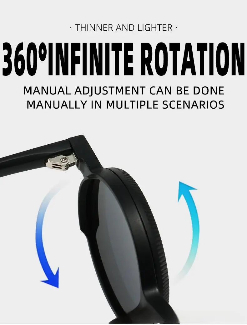2025 New Retro Adjustable Zoom Round Frame Sunglasses Polarized Sunscreen Outdoor Men's Premium Sunglasses Women