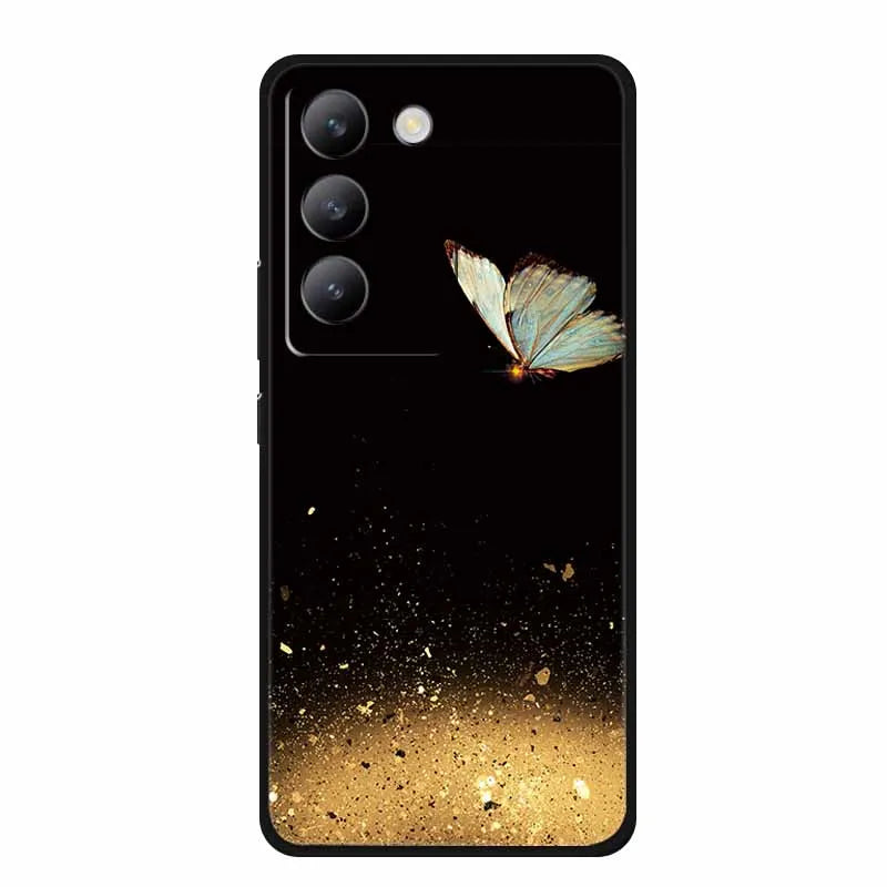 For vivo V40 SE Case Luxury TPU Soft Silicone Phone Back Cover for vivo V40 SE 5G Protective Shockproof Flowers Girl Cute Coque