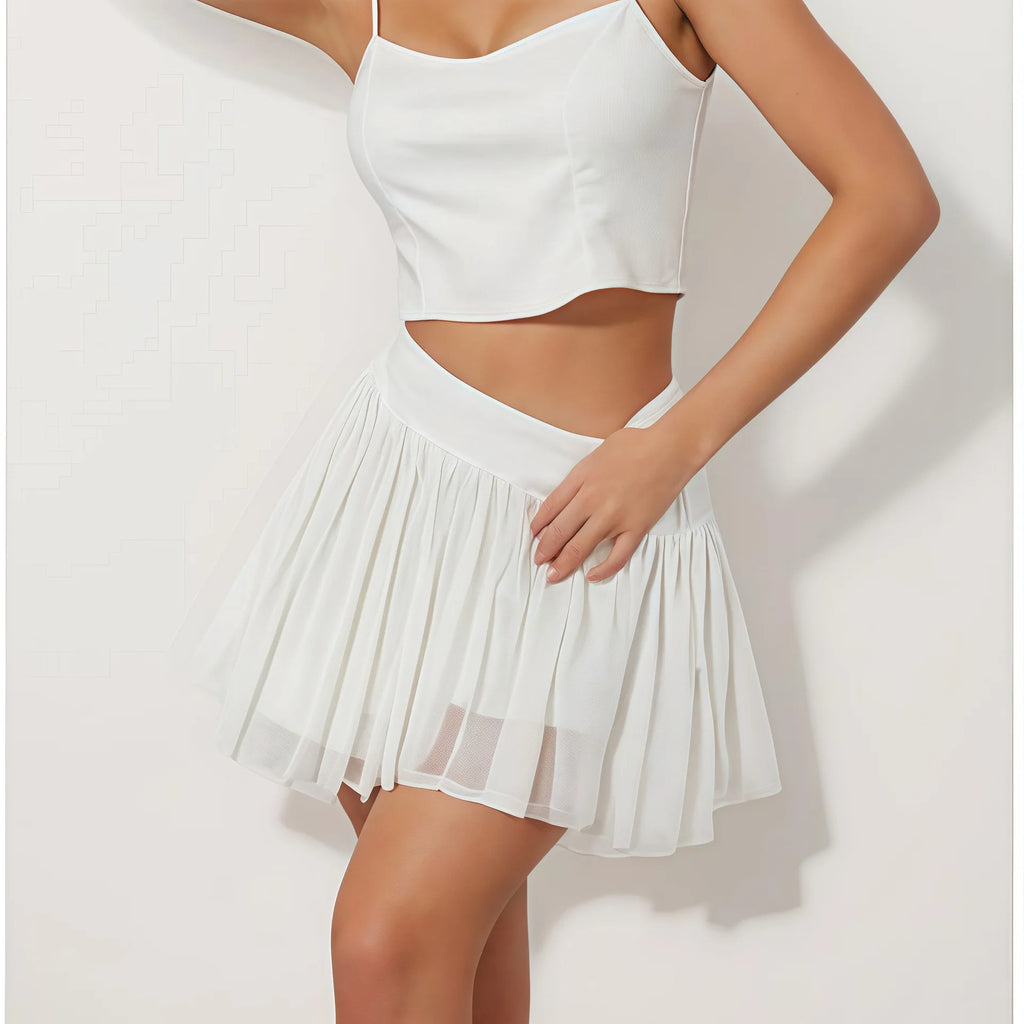 New European Style Dress Women Yoga Skirt Shorts Built in Shorts High Waisted Mesh for Tennis Workout Gym Fitness Tennis Dress